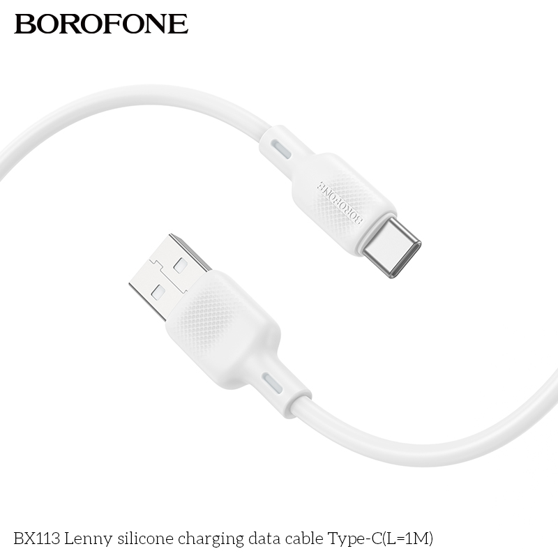 BOROFONE BX113 Lenny USB-A to USB-C silicone cable 1m NZ 3